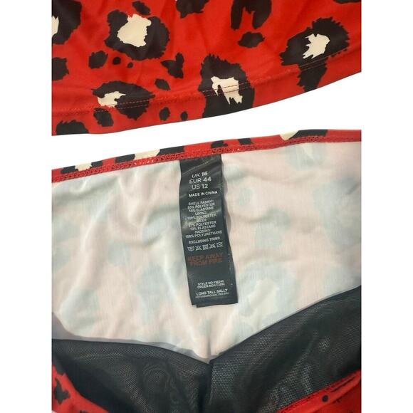 Long Tall Sally Twist Front Tankini Swimsuit Red Leopard Womens 12 - Picture 4 of 10
